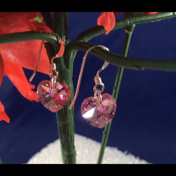 Swarovski Austrian Crystal Heart Earrings - Picture 3 of 4